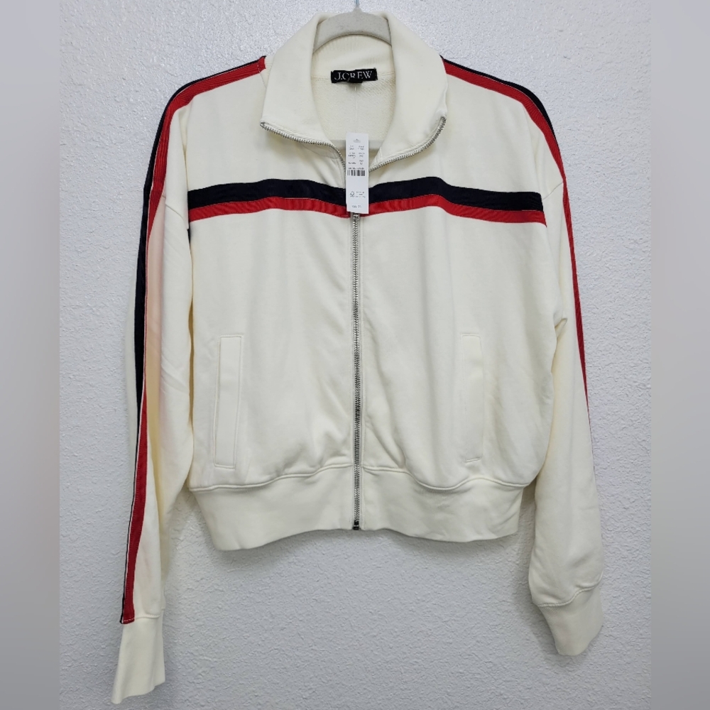 J Crew Terry full-zip track jacket CK327 Retro Size M NWT - Picture 4 of 7